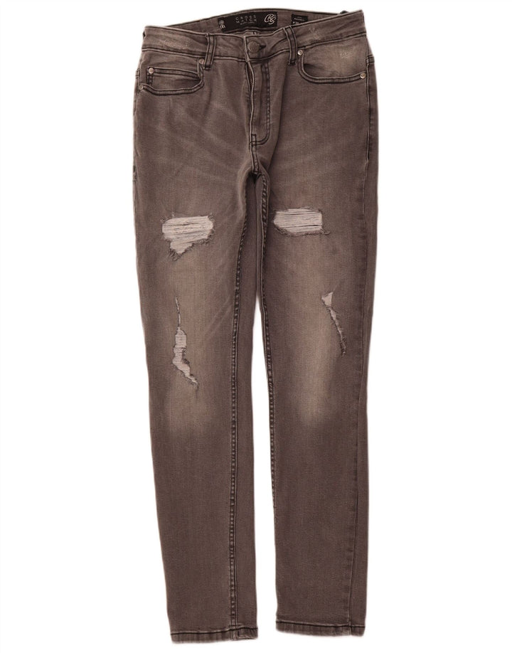 Jeans slim effetto invecchiato Raynell da donna CROSSHATCH W30 L30 cotone grigio