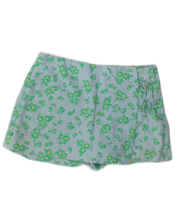 Pantaloni caldi da donna Zara Large W30 in viscosa floreale blu