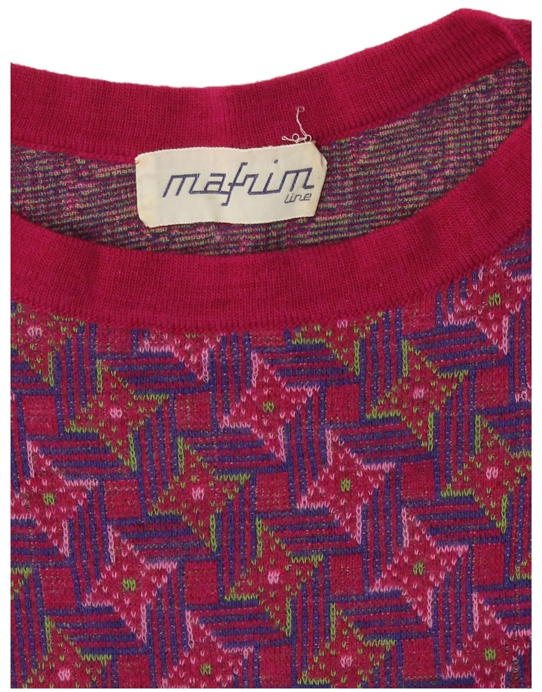 Maglione maglione girocollo da donna vintage con motivo astratto UK 10 piccolo Multic