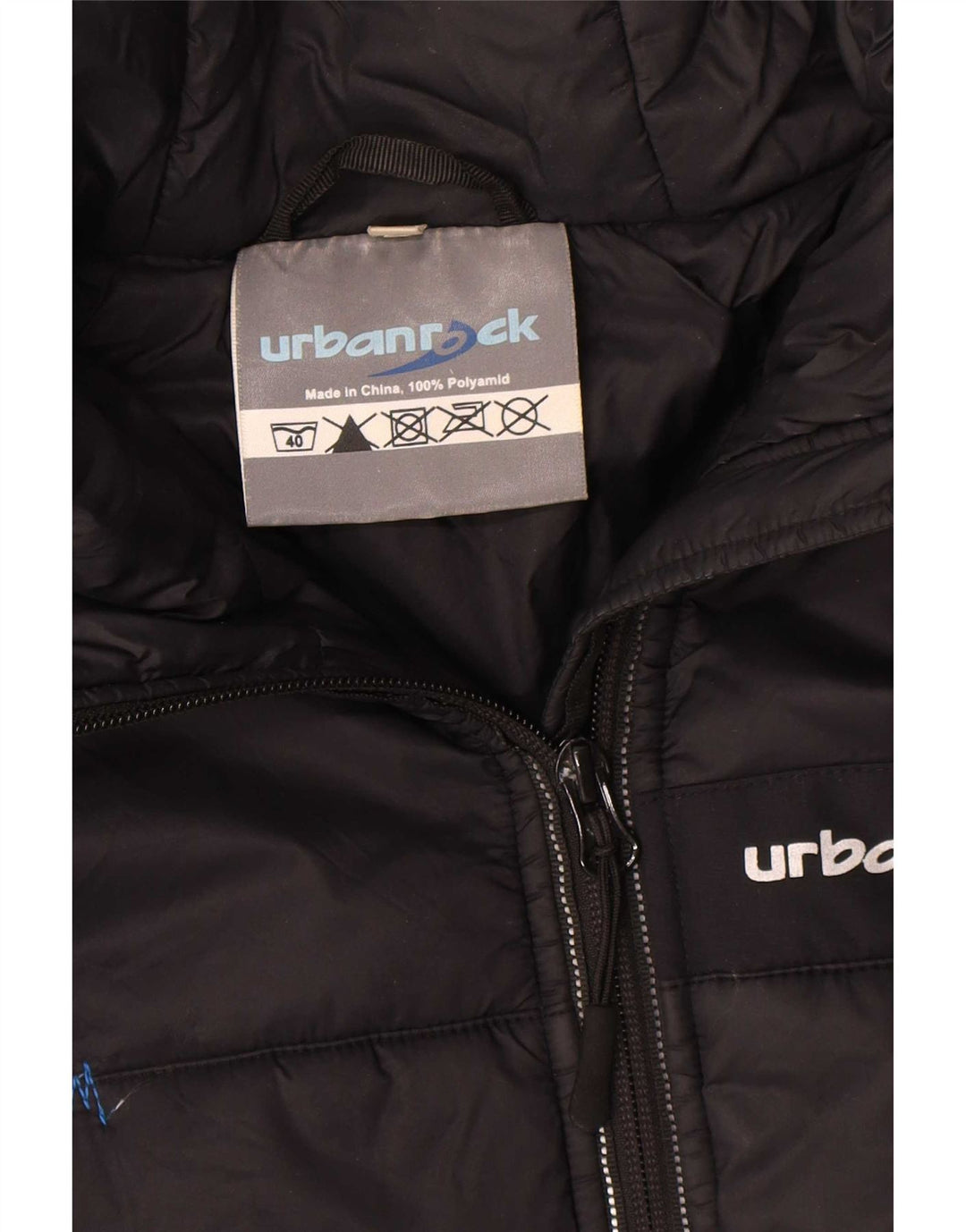 Giacca imbottita con cappuccio da uomo Urbanrock UK 40 grande poliestere nero