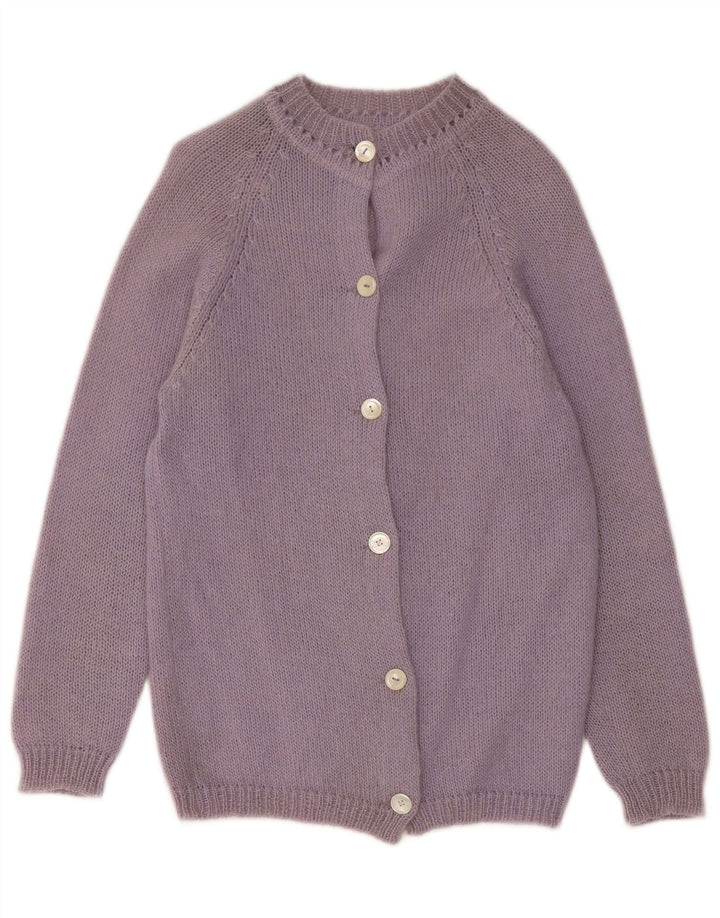 Maglione cardigan da donna vintage UK 10 piccolo viola