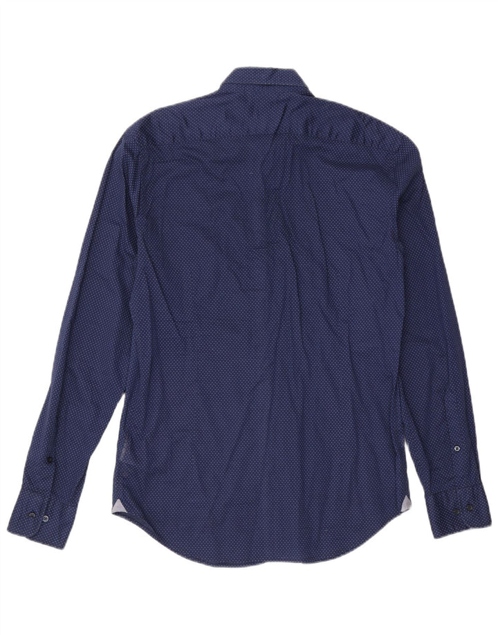Camicia da uomo HENRY COTTONS taglia 39 cotone maculato medio blu navy