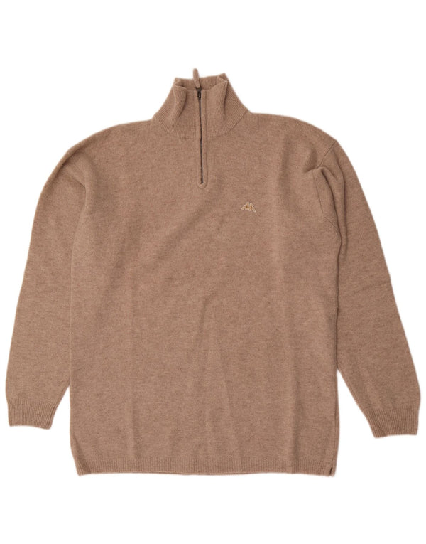 Maglione Kappa da uomo con zip e collo 2XL in lana beige