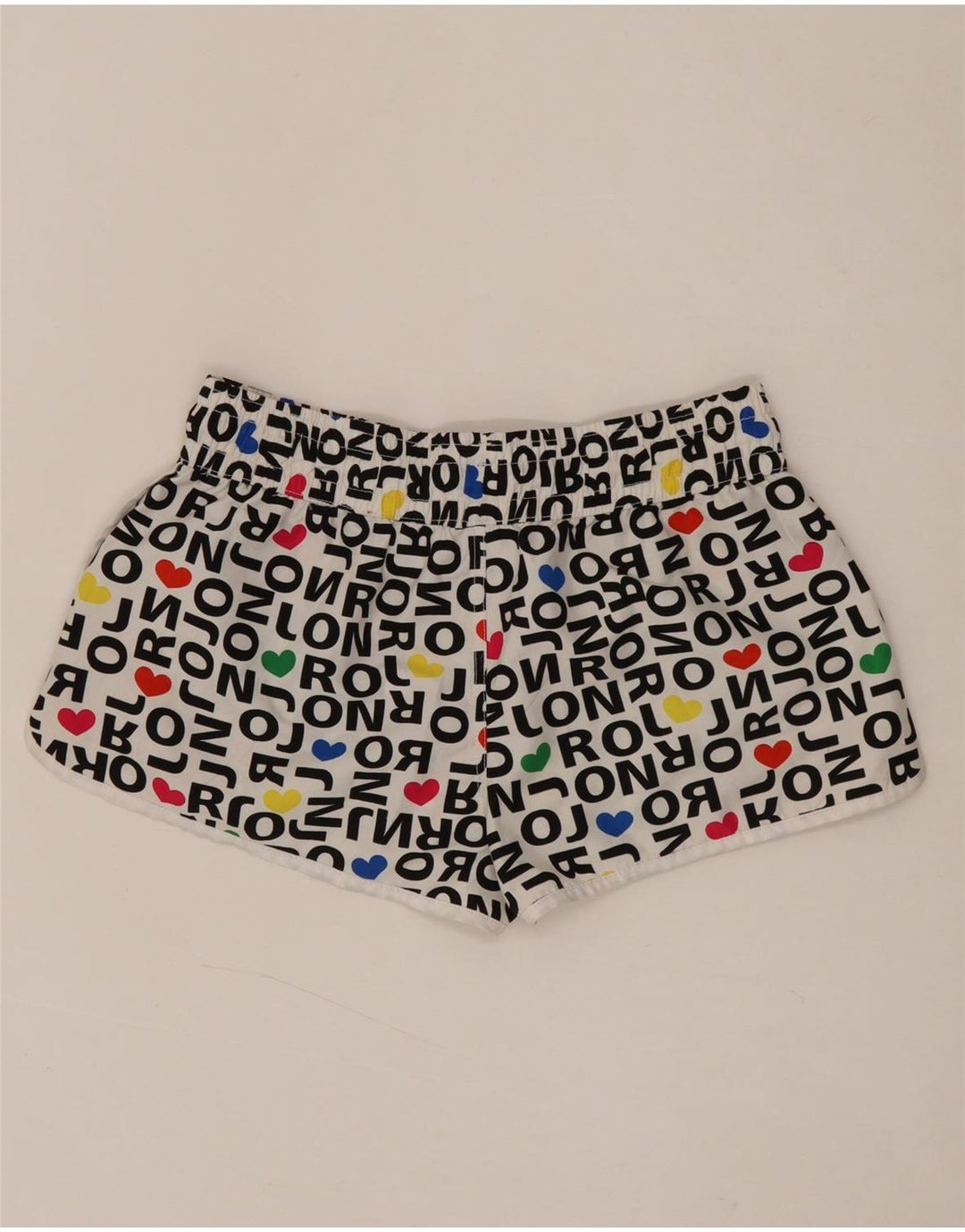 VINTAGE Womens Graphic Sport Shorts UK 18 XL White Polyester Vintage Vintage and Second-Hand Vintage from Messina Hembry 