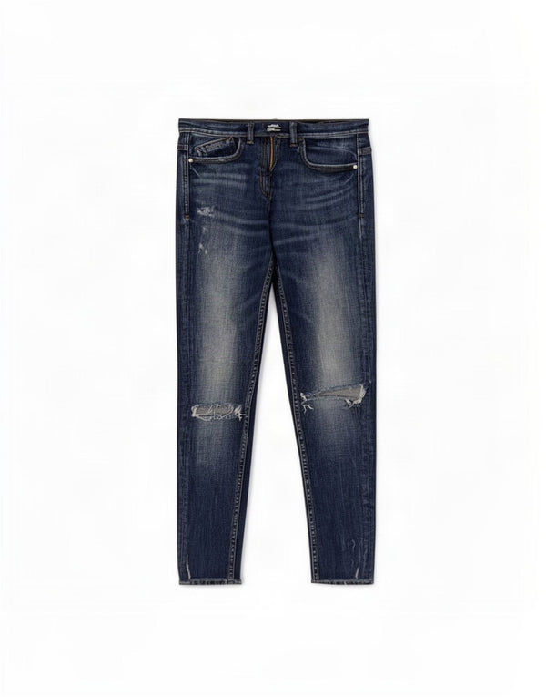 Jeans corti effetto invecchiato da donna Zara EU 38 piccolo W28 L25 cotone blu