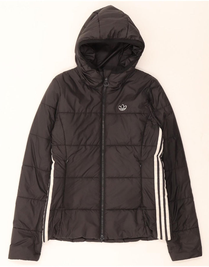 Giacca imbottita con cappuccio da donna Adidas UK 10 Small Nero Poliestere