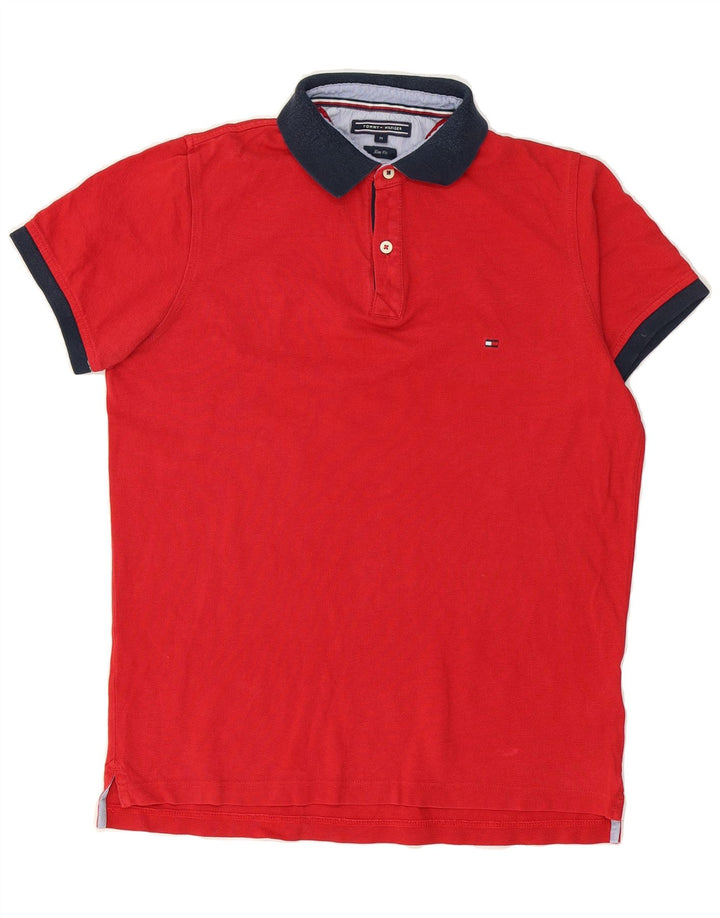 TOMMY HILFIGER Mens Slim Fit Polo Shirt Medium Red Cotton Vintage Tommy Hilfiger and Second-Hand Tommy Hilfiger from Messina Hembry 