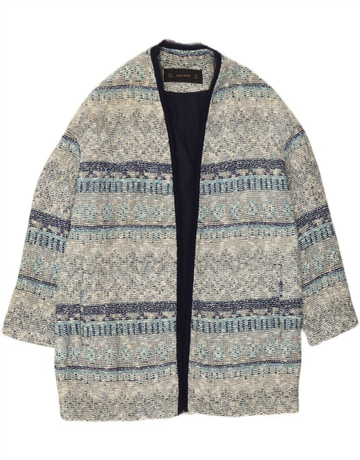 Soprabito aperto da donna Zara UK 12 blu medio a righe