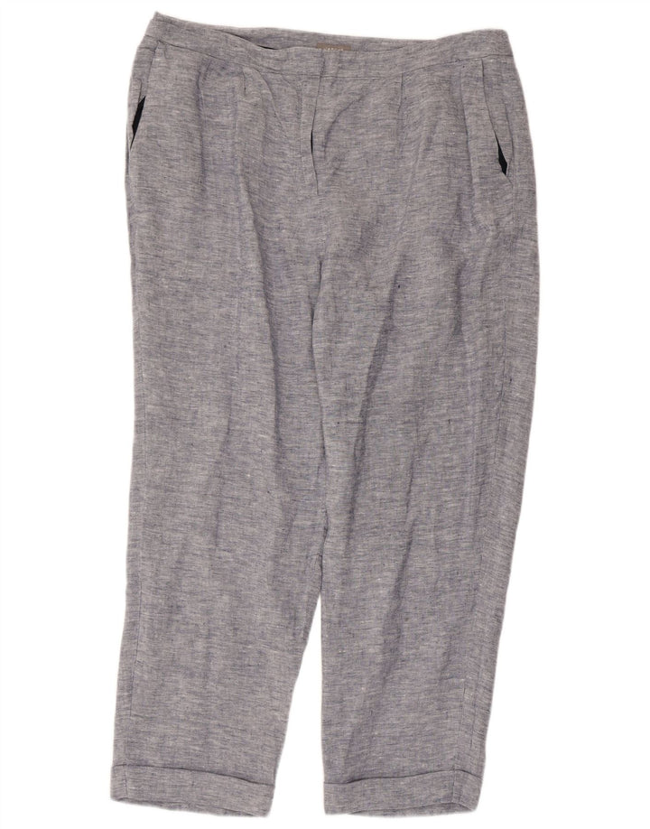 Pantaloni corti dritti da donna JAEGER UK 16 Large W36 L25 Lino blu