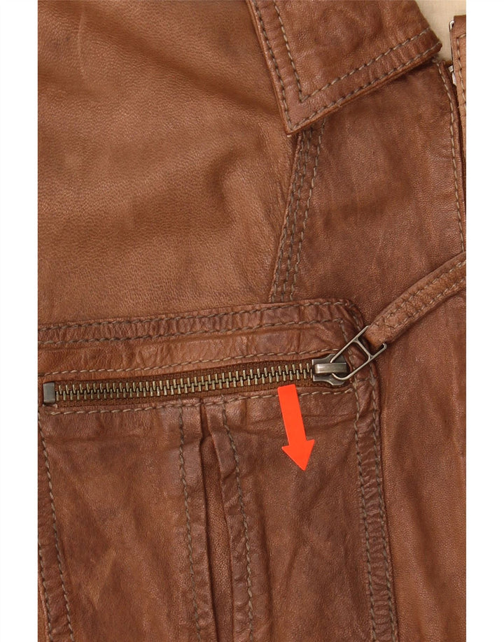 YORN Mens Leather Jacket IT 56 3XL Brown Leather Vintage Yorn and Second-Hand Yorn from Messina Hembry 
