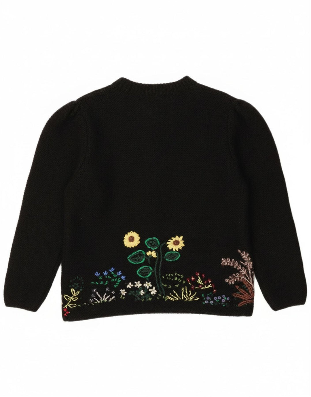 Maglione cardigan da donna vintage EU 40/42 Lana floreale nera media