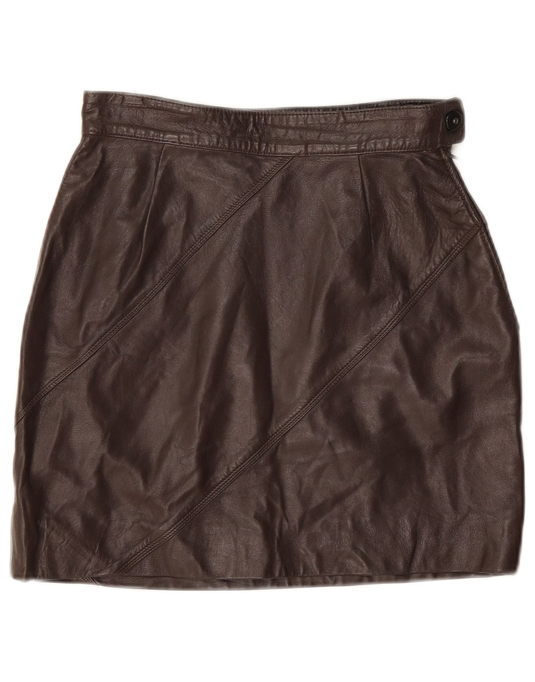 Mini gonna in pelle vintage da donna W24 XS marrone