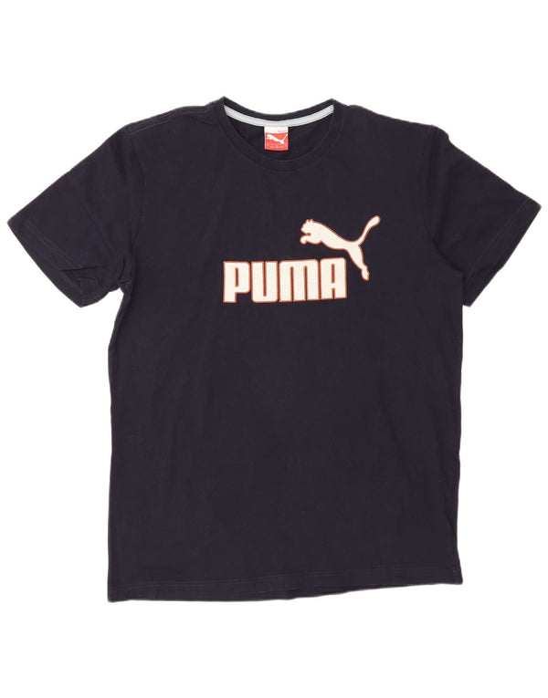 T-shirt grafica da uomo Puma Top Large in cotone blu navy