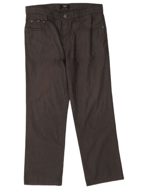 Pantaloni casual dritti Bugatti da uomo Cordoba W34 L26 grigio a spina di pesce