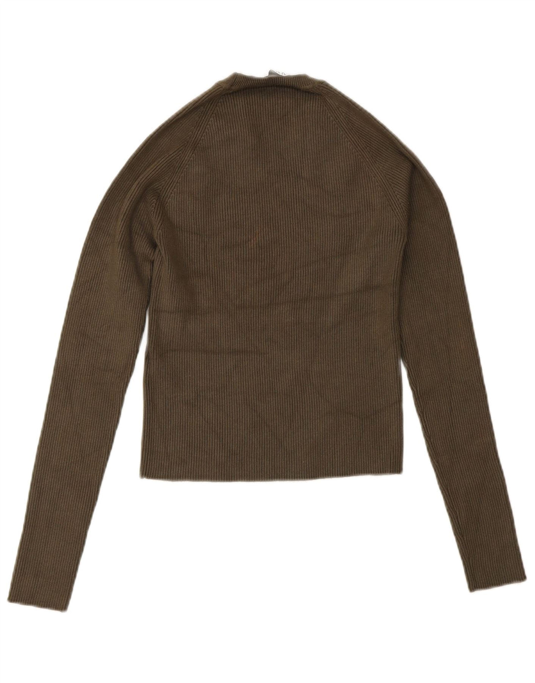 Top corto da donna Zara a maniche lunghe UK 8 Small verde viscosa