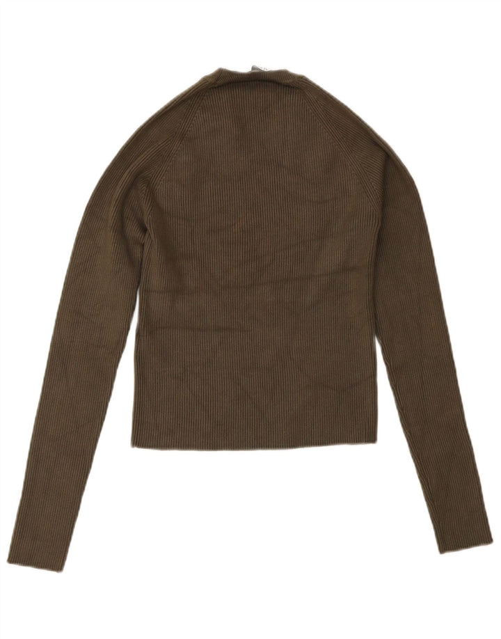 Top corto da donna Zara a maniche lunghe UK 8 Small verde viscosa