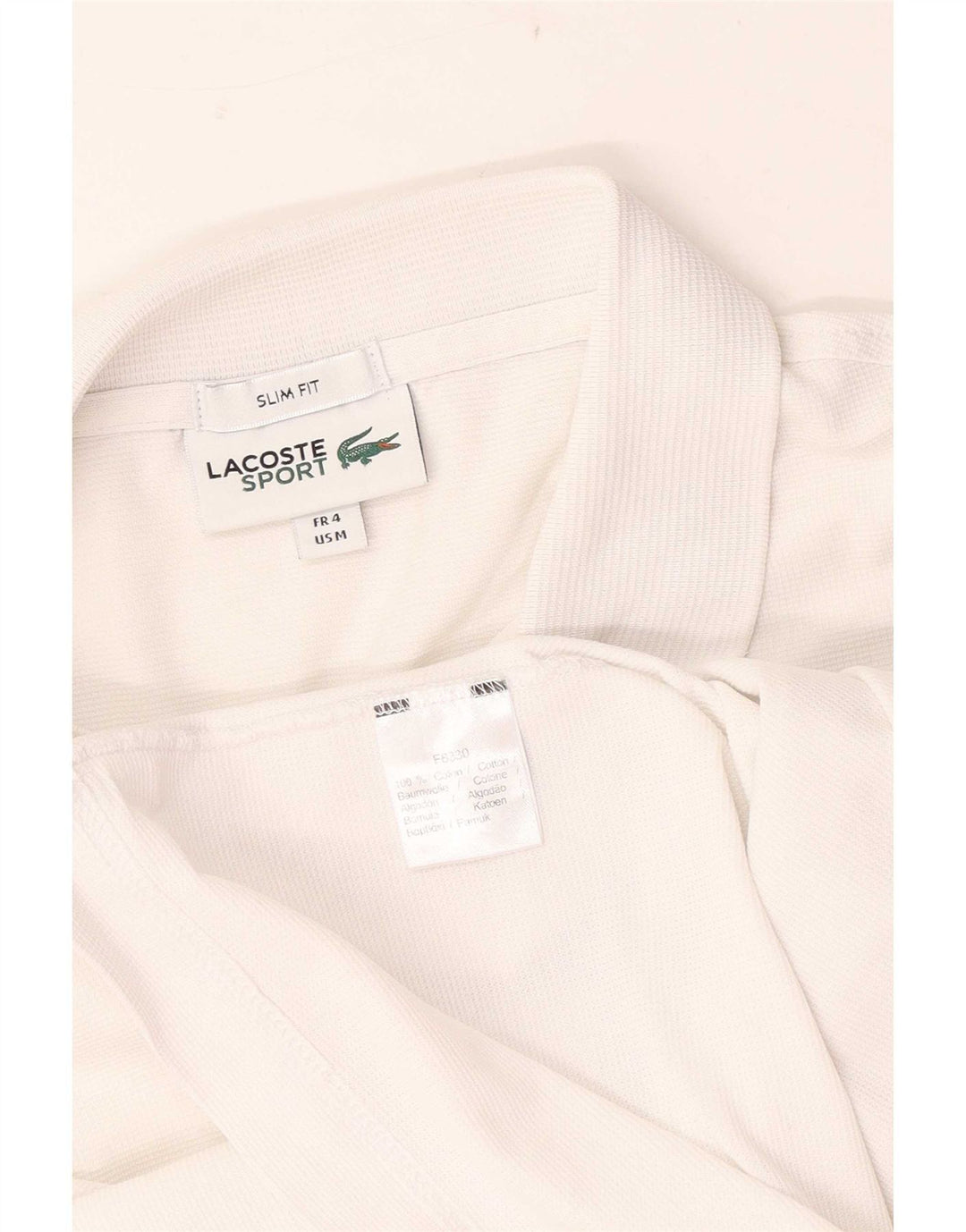 Polo da uomo slim fit Lacoste taglia 4, cotone bianco medio