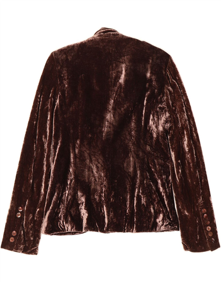 TINTORETTO Womens Velvet 1 Button Blazer Jacket UK 14 Medium Brown Vintage Tintoretto and Second-Hand Tintoretto from Messina Hembry 