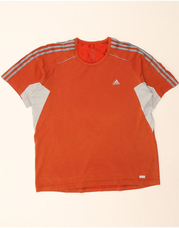 T-shirt da uomo ADIDAS Top Large in cotone color block arancione
