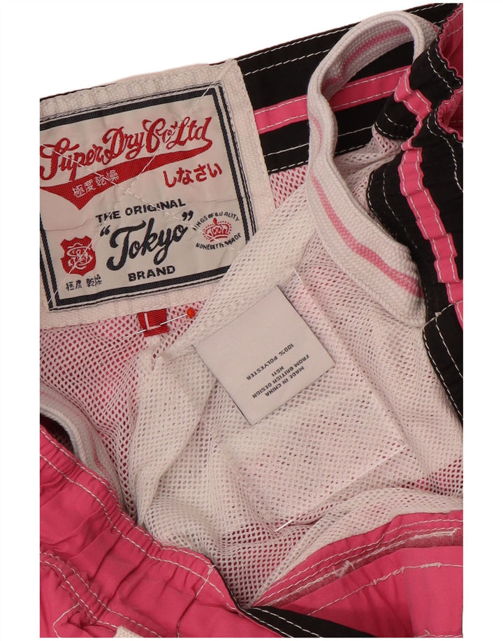 Pantaloncini da bagno grafici da uomo Superdry grandi in poliestere rosa