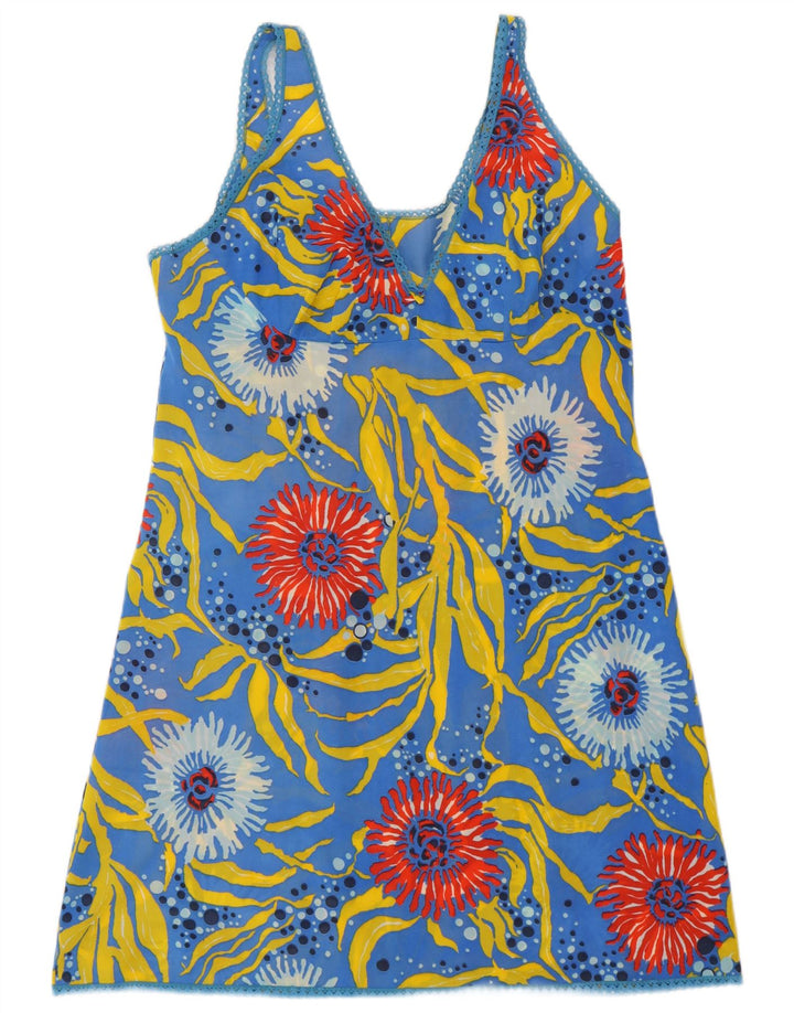 Abito sottoveste con motivo astratto da donna VINTAGE UK 12 Blu medio