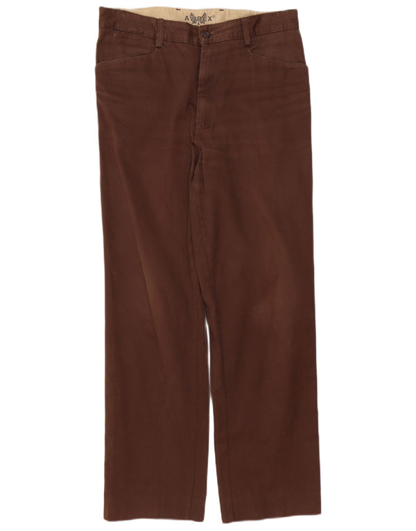Pantaloni casual dritti da uomo AVIREX W32 L30 in cotone marrone