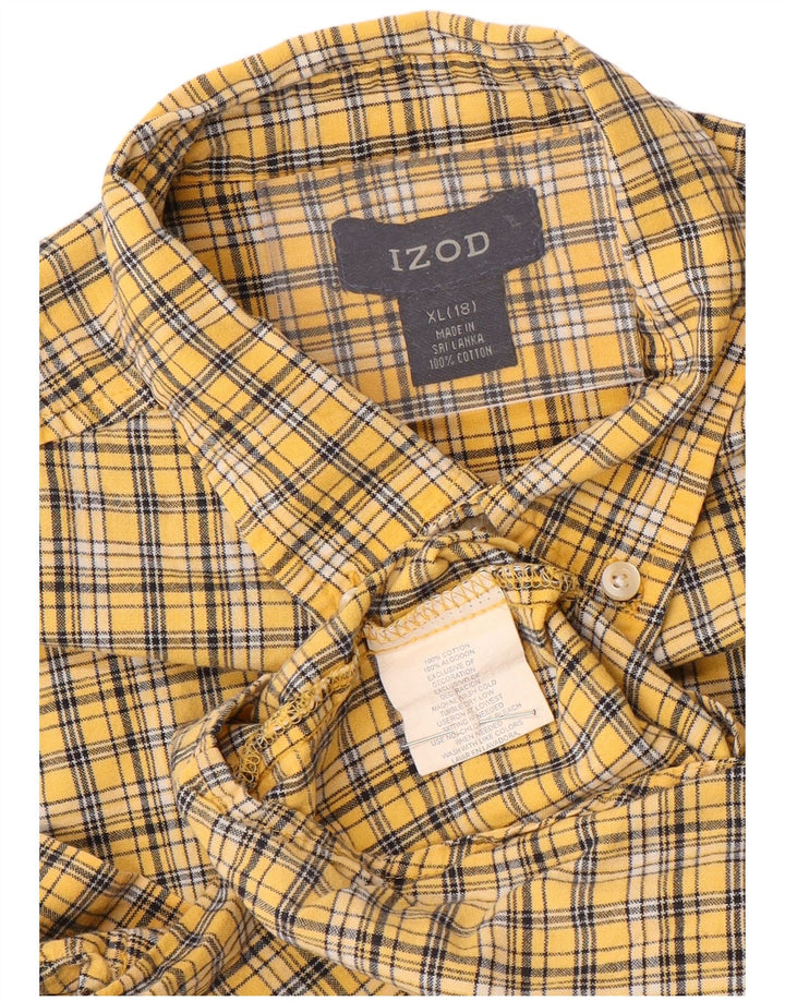 Camicia a maniche corte da ragazzo IZOD 15-16 anni XL in cotone a quadri gialli