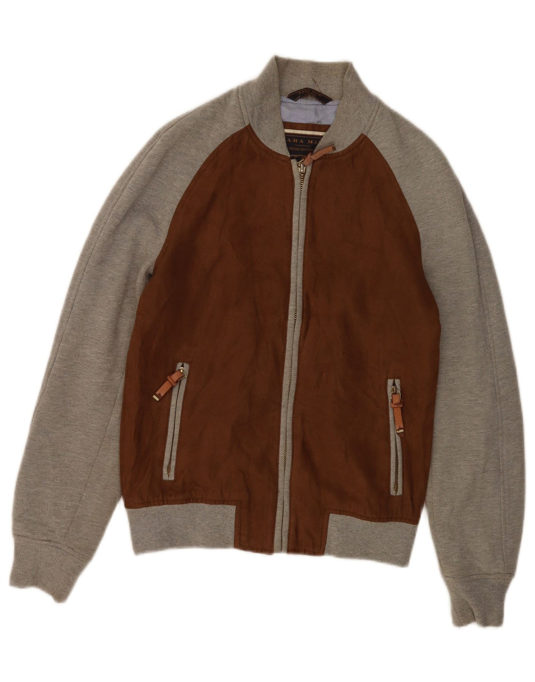 Giubbotto bomber da uomo Zara UK 38 Poliestere color block marrone medio