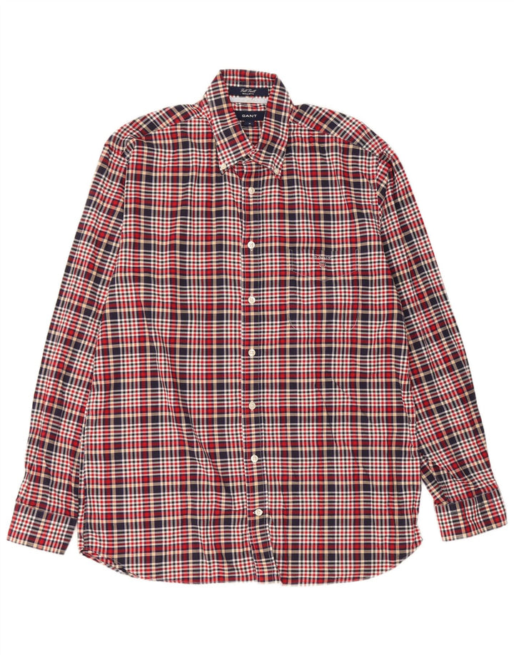 Gant Camicia da uomo in flanella vestibilità regolare in cotone a quadri multicolore medio