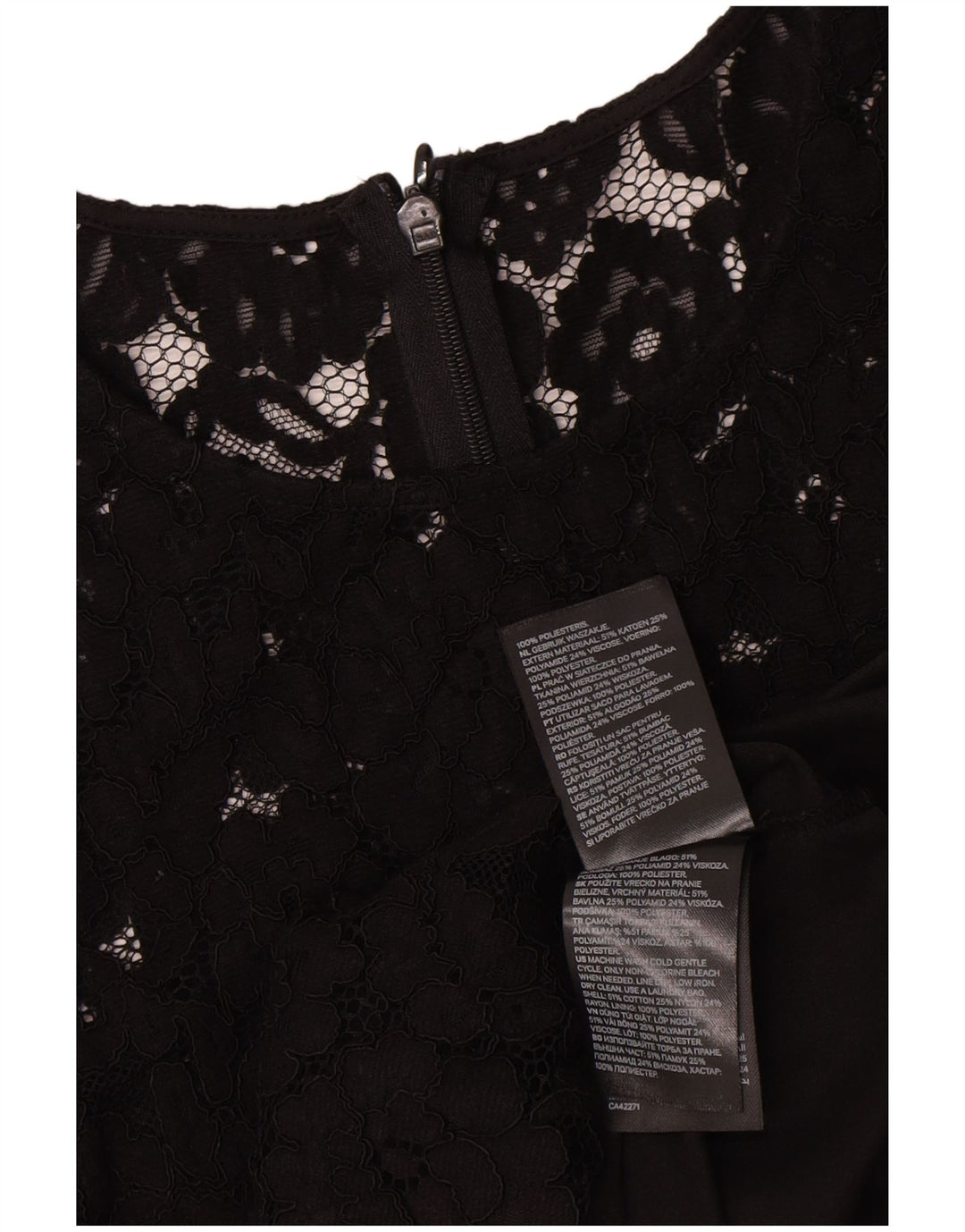 Abito a trapezio a maniche lunghe da donna vintage UK 12 Poliestere floreale nero medio