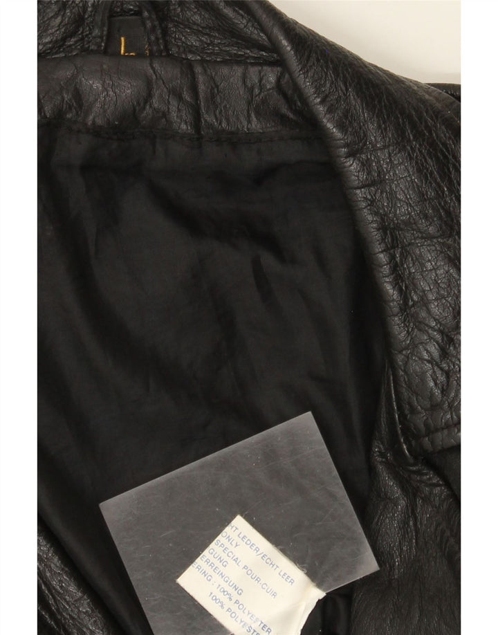 Giacca da motociclista in pelle da uomo vintage UK 40 grande in pelle nera