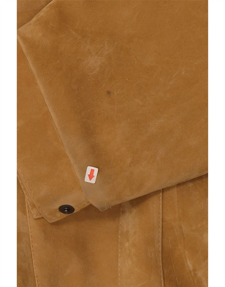 Giubbotto bomber in pelle scamosciata vintage da uomo UK 40 grande beige