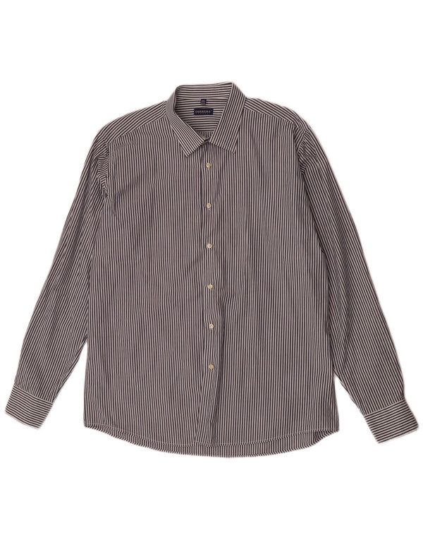 Carrera Mens Classic Fit Shirt Size 45/46 2XL Blue Pinstripe Cotton