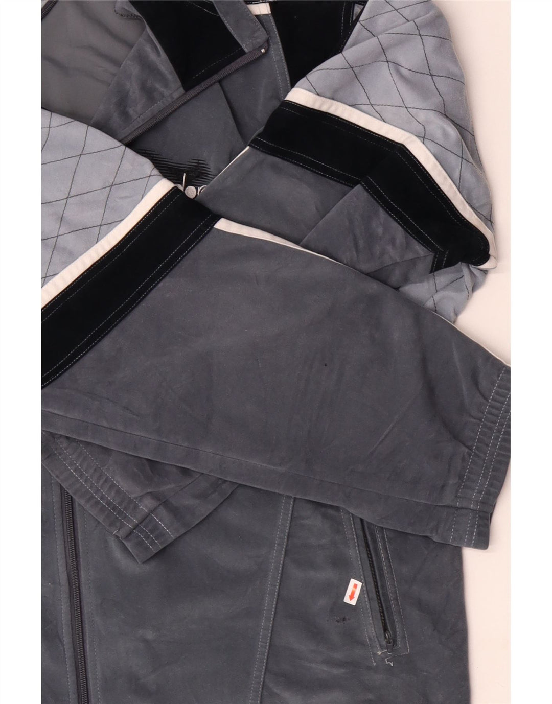 DIADORA Giacca da tuta da uomo in velluto grafico UK 46 XL Grigio Colourblock