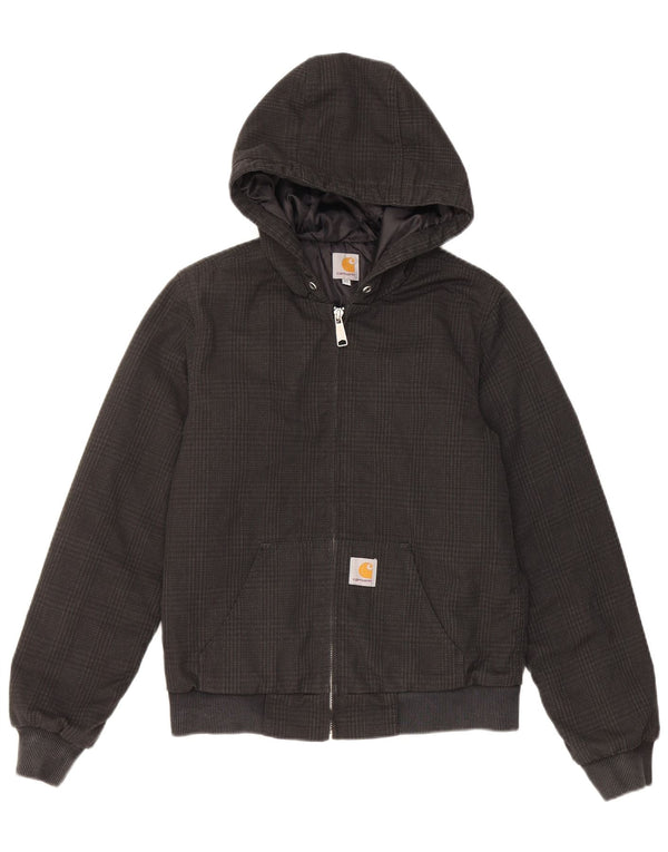 Giubbotto bomber con cappuccio da donna Carhartt UK 6 XS poliestere nero a quadri