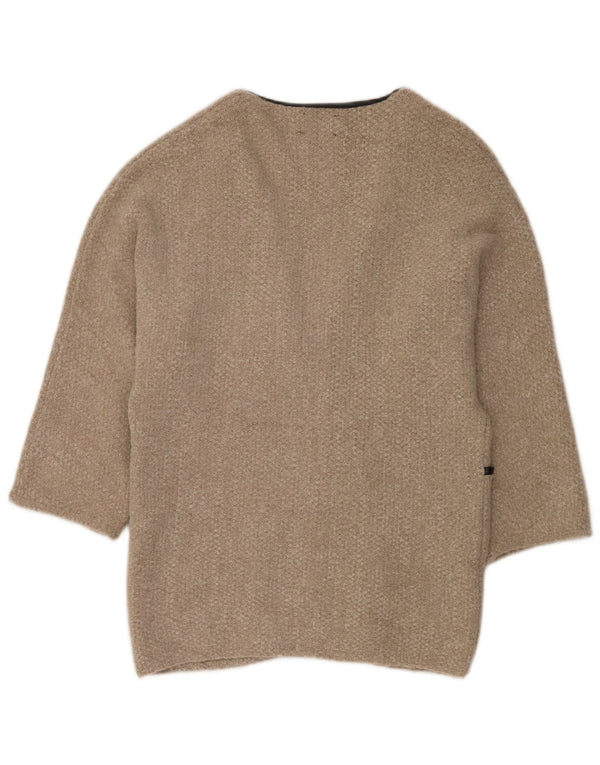 Maglione cardigan aperto a lunga linea da donna Zara UK 14 Acrilico beige medio