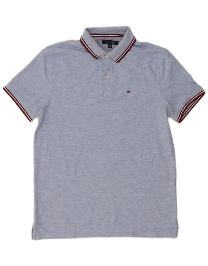 Polo da uomo Tommy Hilfiger grande in cotone chiazzato blu