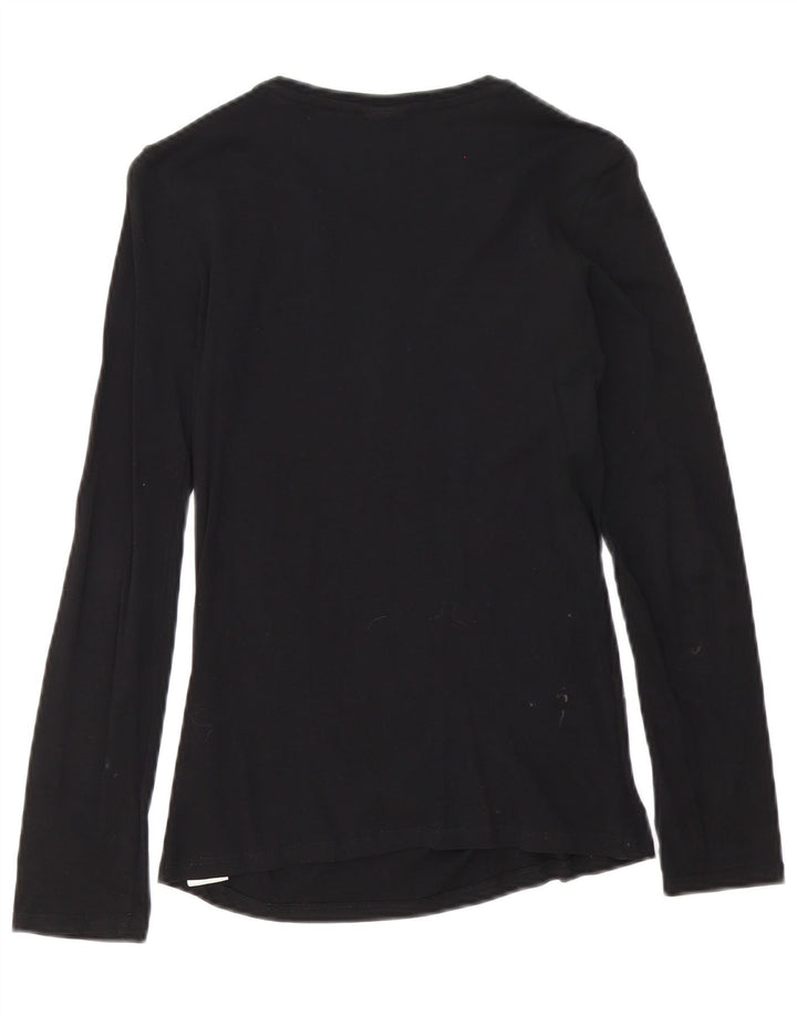 Diesel Top grafico da donna a maniche lunghe UK 8 piccolo in cotone nero