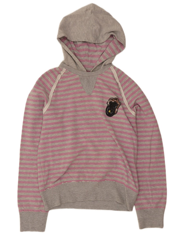 Maglione con cappuccio da donna A-Style Rolling Stones con cappuccio UK 14 Large Pink Striped