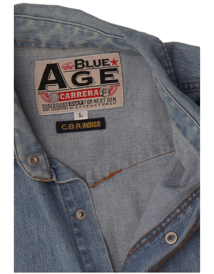 Camicia di jeans da uomo Carrera grande in cotone blu