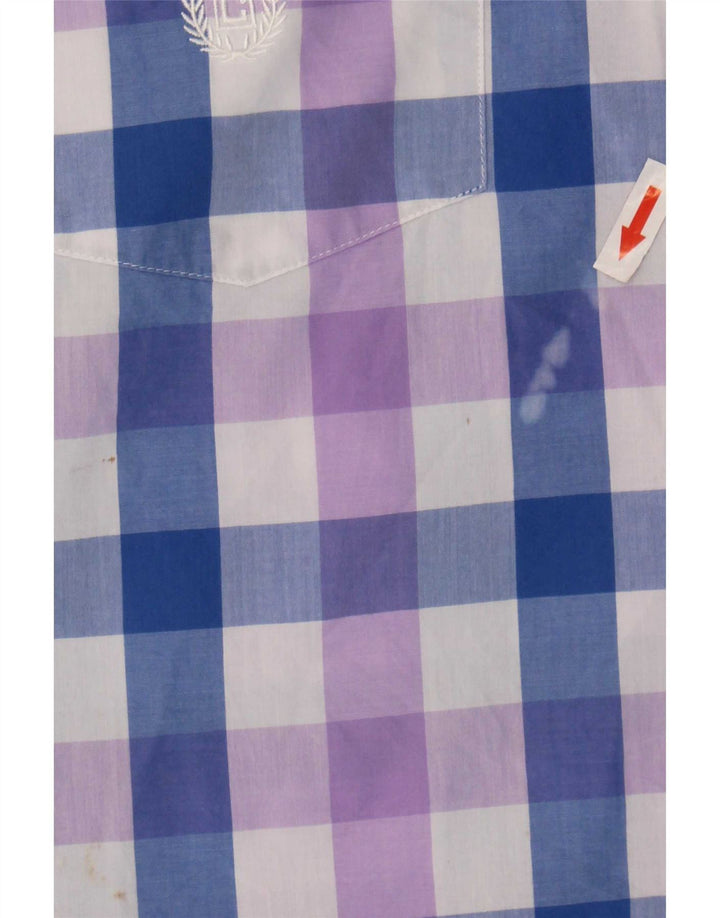 Camicia a maniche corte da uomo Easy Care Chaps 2XL in cotone a quadretti blu