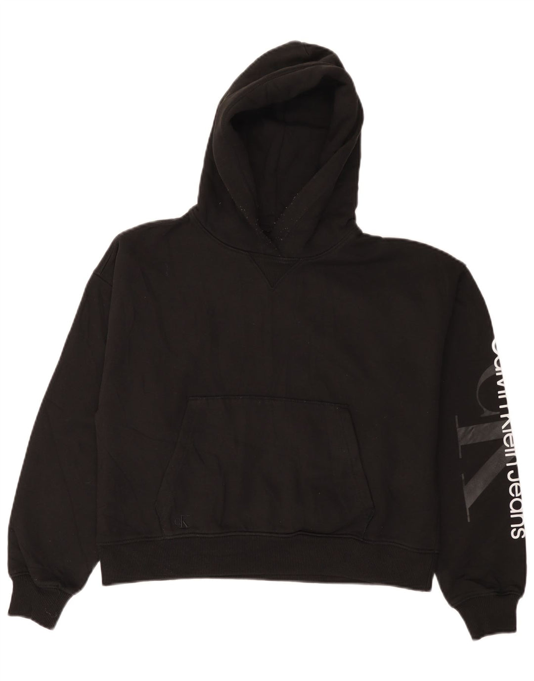 CALVIN KLEIN JEANS Maglione oversize con cappuccio da donna UK 10 piccolo nero