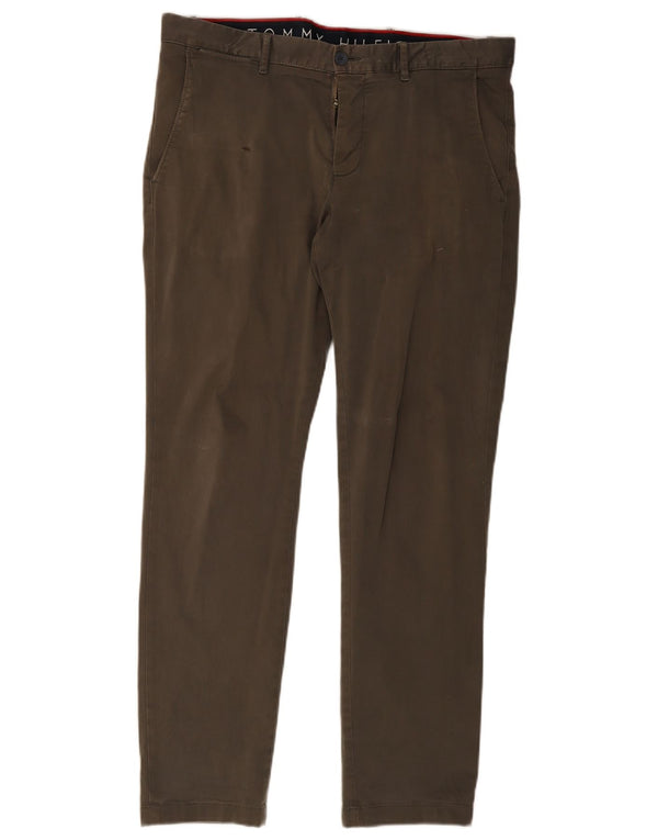 Pantaloni chino slim da uomo Tommy Hilfiger W36 L34 cotone kaki