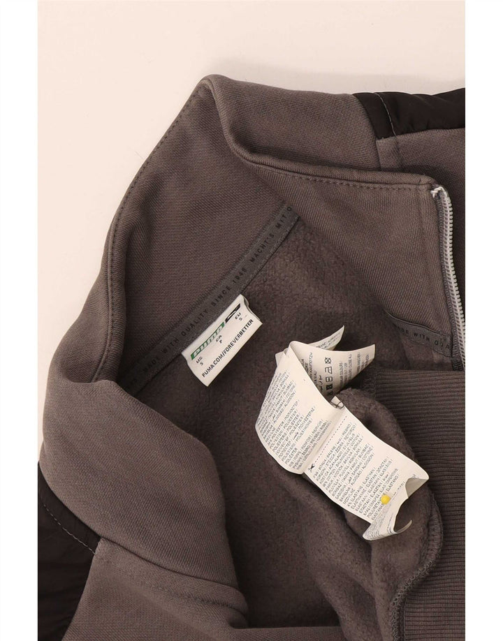 Felpa Puma da uomo con zip e collo, piccola, in cotone color block grigio