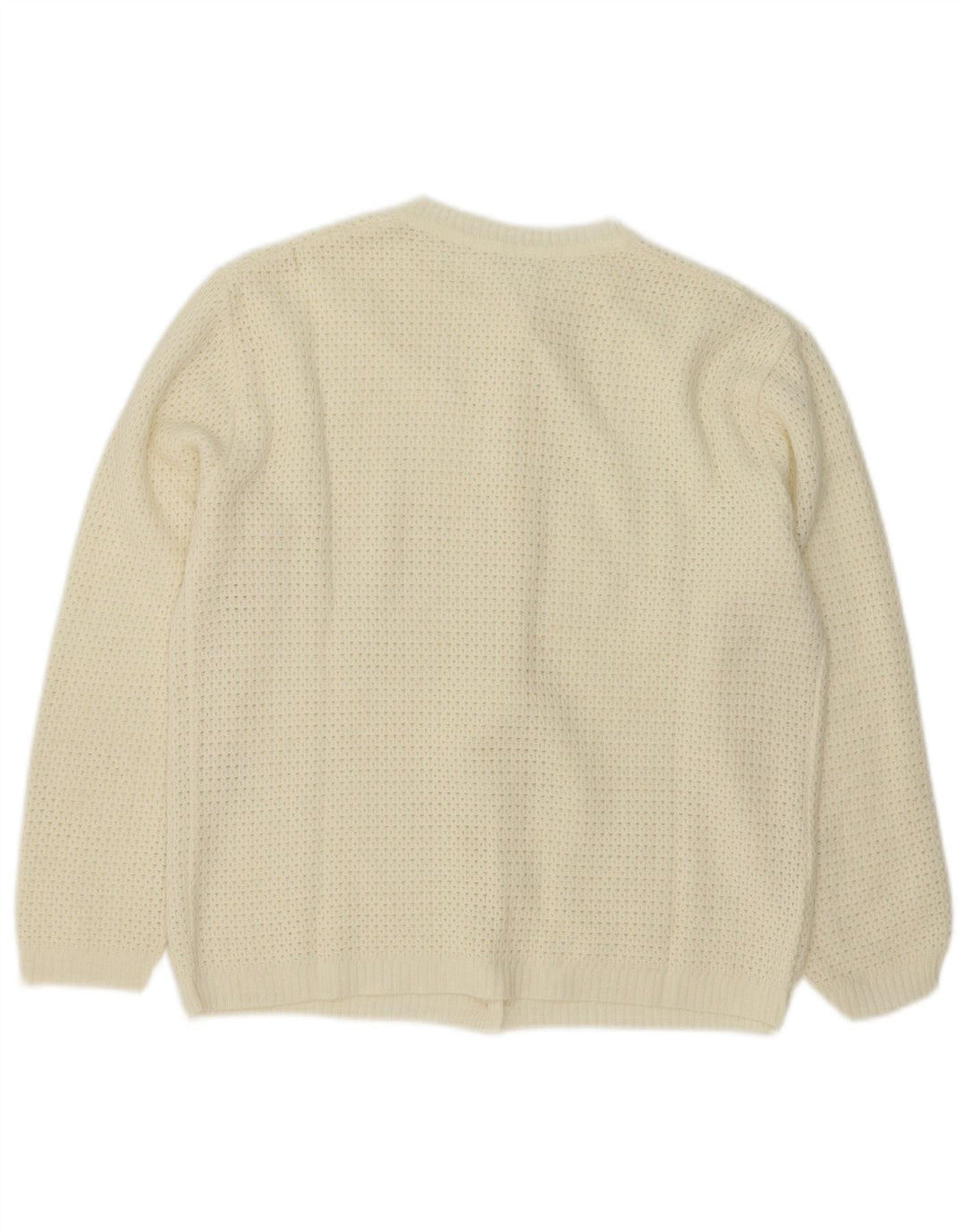 Maglione cardigan da donna vintage UK 14 bianco medio