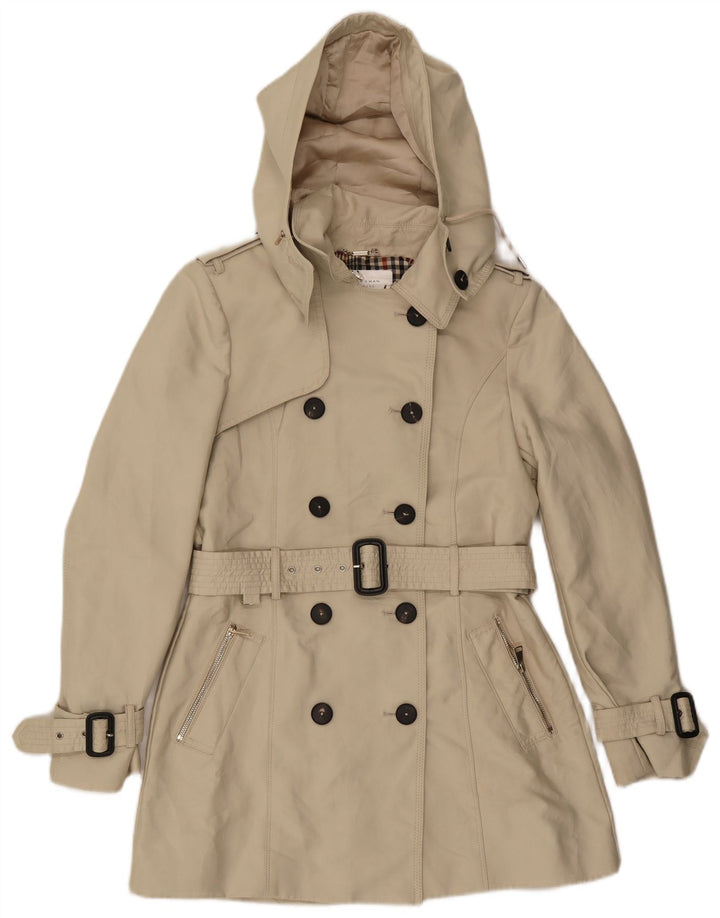 Trench con cappuccio da donna Zara UK 12 Poliestere beige medio