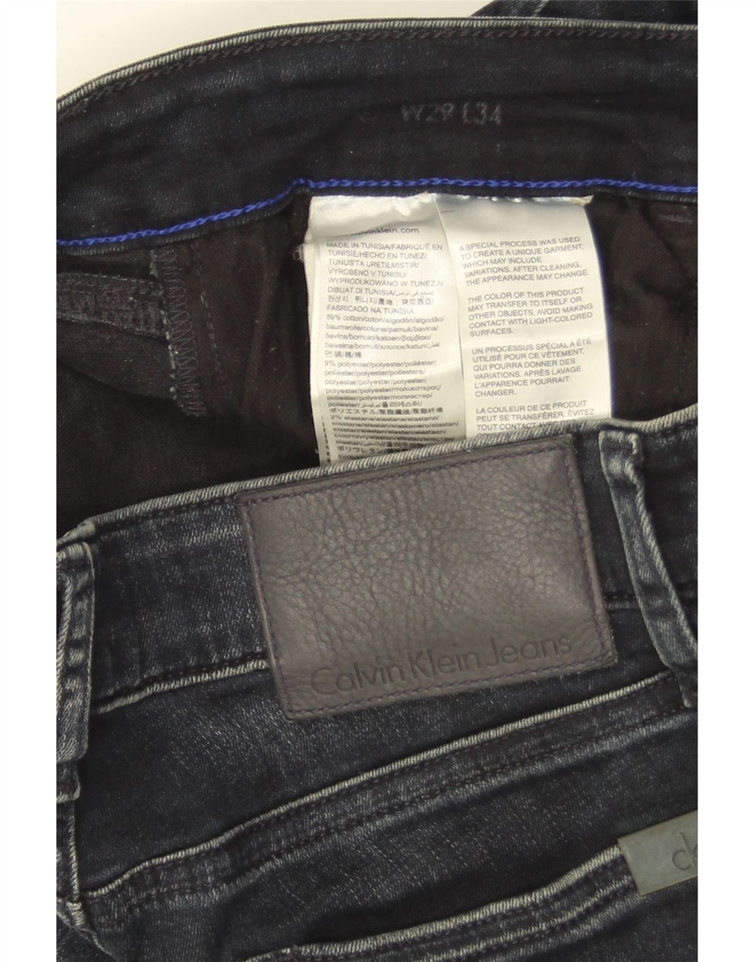 Jeans skinny da uomo Calvin Klein W29 L34 cotone nero