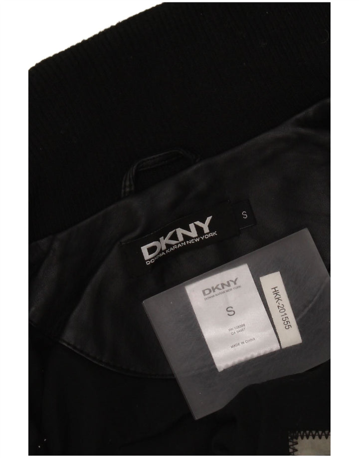 Giacca in pelle da uomo Dkny UK 36 piccola pelle nera