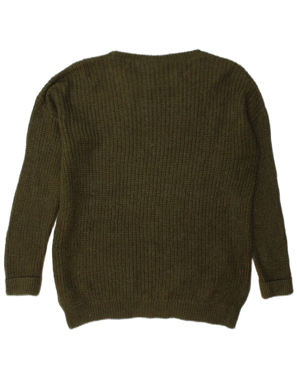 Topshop Maglione da donna oversize con scollo a barca UK 6 XS Acrilico kaki