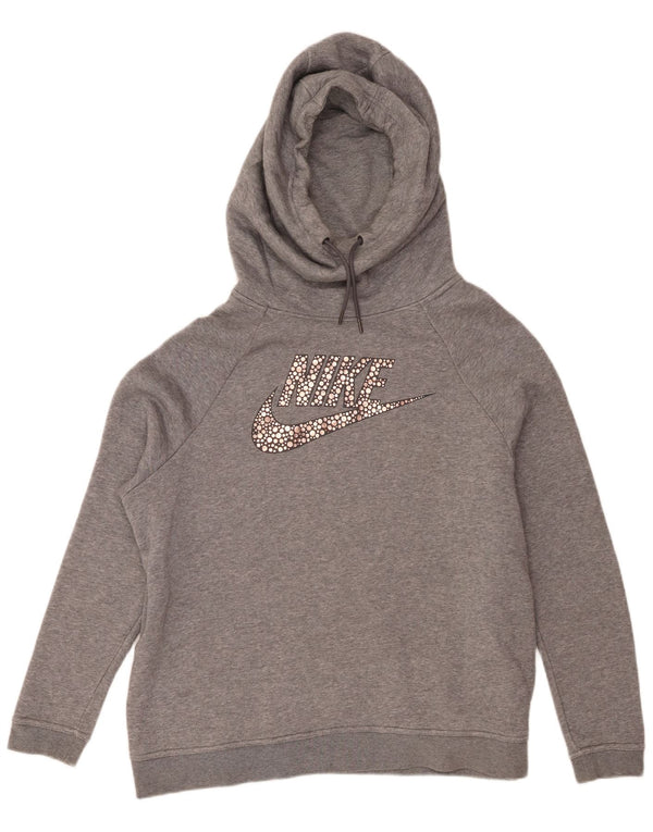 Felpa con cappuccio grafica da donna Nike UK 18 XL cotone screziato grigio